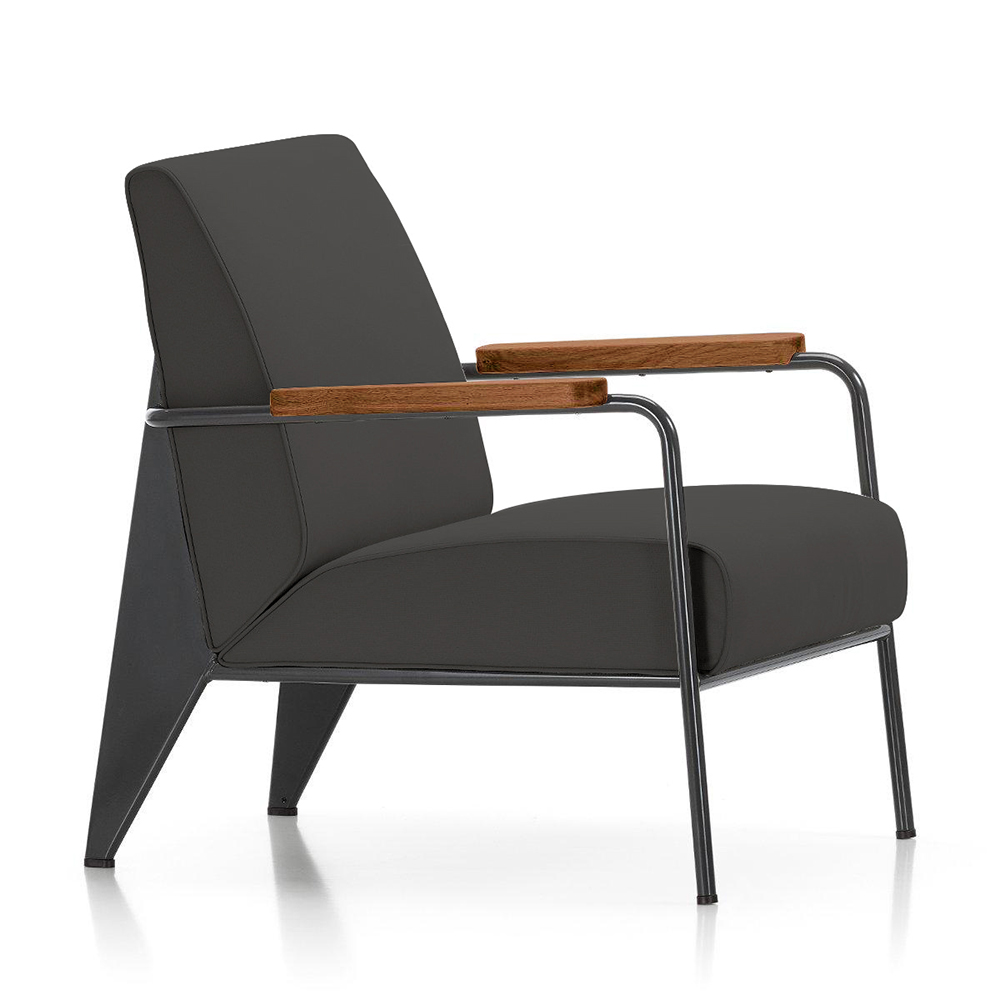 Fauteuil de Salon 休閒扶手椅（胡桃木扶手、深灰布料座面、深黑椅腳） 北歐櫥窗 NORDIC