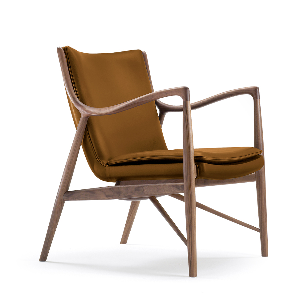 45 Chair 扶手椅（胡桃木/ Nevada 干邑琥珀皮革） | 北歐櫥窗NORDIC