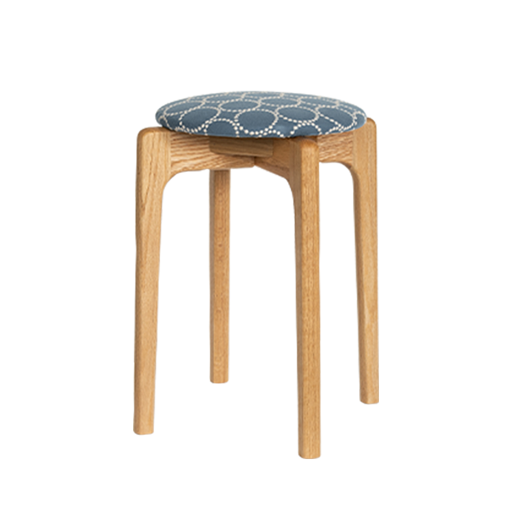 Stacking Stool 堆疊圓凳（橡木、藍鈴鼓布料） | 北歐櫥窗NORDIC